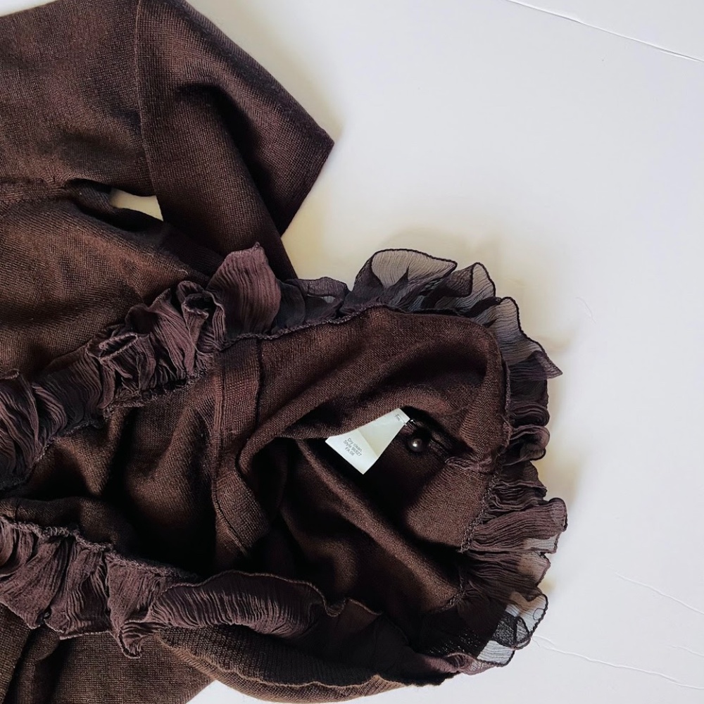 NWT J. Crew classic merino wool crewneck cardigan with ruffles size XS - Picture 3 of 3